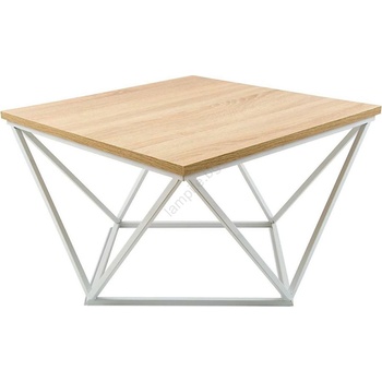 HowHomely Масичка за кафе CURVED 60x60 см бял/бежов (DD0516)