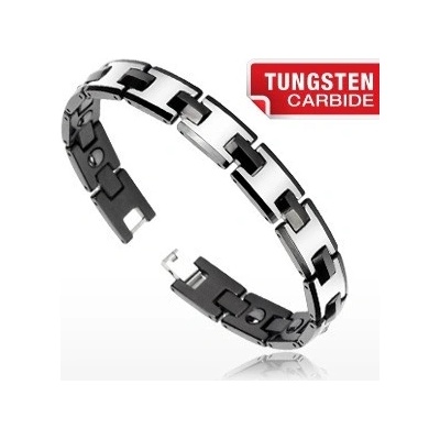 Šperky eshop wolframový magnetický stříbrná a černá lesklé články Q24.17