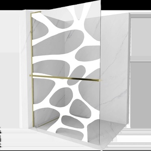 Mexen Kioto+ L душ стена с рафт Walk-in 110 x 200 см, бяла вълна, златна - 800-110-123-50-97 (800-110-123-50-97)