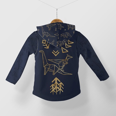 Takoy Panel se střihem 152 softshell bunda geometrické dinosauři-NS-26200