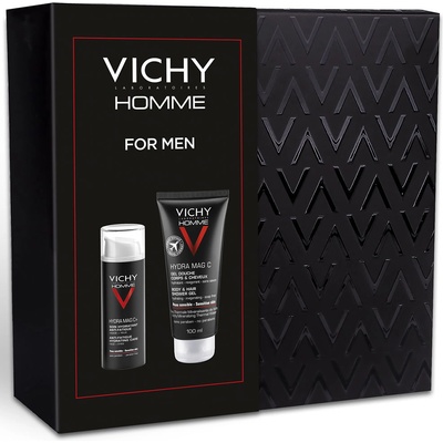 Vichy Homme sprchový gel na tělo a vlasy 100 ml + hydratační péče proti známkám únavy na pleť a oční okolí 50 ml dárková sada