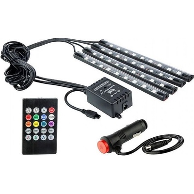 Osvětlení interiéru auta 4x9LED, dálkové ovládání, ovládání zvukem
