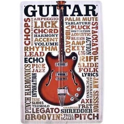 Ceduľa Guitar Vintage style 30cm x 20cm Plechová tabuľa