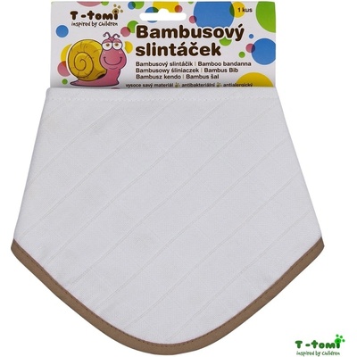 T-tomi bambusový slintáček Bílý s béžovým okrajem