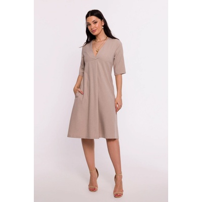 BeWear Woman's V-neck trapeze dress beige