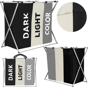 Springos Кош за пране с 3 отделения, алуминиева рамка, 60x40x68см, 142 литра (SPRI-HA0099)