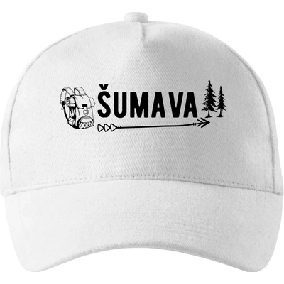 Šumava nápis se zahnutým kšiltem a mosaznou sponou Bílá
