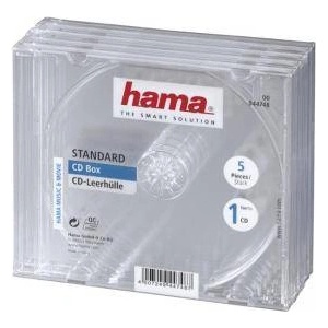 Hama Кутийка за CD/DVD HAMA Jewel Case, прозрачен, 5 бр. в пакет, HAMA-44748