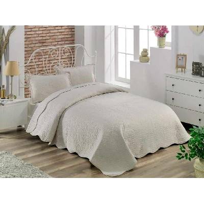 TiaHome přehoz na postel bavlněný Deluxe jednobarevný béžový 220 x 240 cm, 2 ks 50 x 70 cm