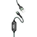 USAMS кабел плетен U48 Lightning 1 m Fast Charging LED, зелен (Usa000588)