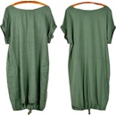 Fashionweek nádherné módní letní lněné bavlněné šaty Boho Italy MD9/785 khaki