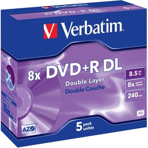 Verbatim DVD+R DOUBLE LAYER 8.5GB 8X MATT SILVER SURFACE (5 PACK) (43541) - beep