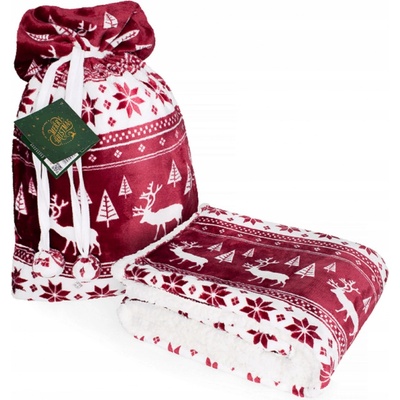 Deka Faro polyester biela červená 127x152
