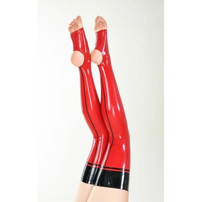 Latexa Latexové pančuchy s otvorenou pätou a špičkou - SO-B-STR-RED-BLK