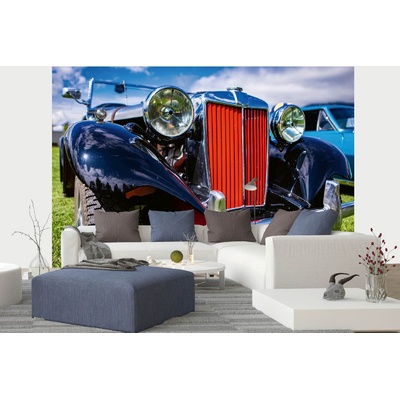 DIMEX ART Самозалепваща се флизелинова фототапета античен черен кабриолет 375 x 250 см