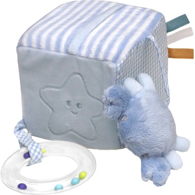 Baby Bruin 3D plyšová kocka v tvare morských zvieratiek 10x10x10 cm modrá
