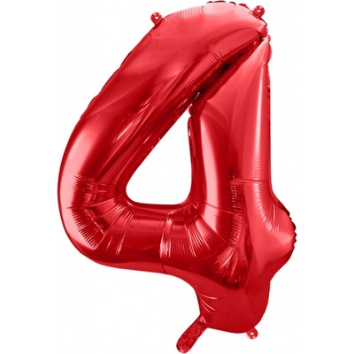 Narozeninový fóliový balónek číslo 4 červený 86 cm
