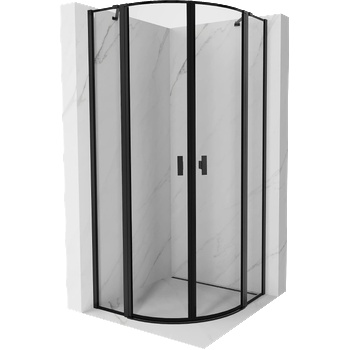 Mexen Mist полукръгла душ кабина с отваряща се врата 80 x 80 см, черна рамка, черна - 8A32-080-080-70-70 (8A32-080-080-70-70)