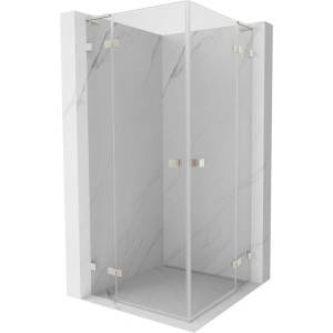 Mexen Lunar L Duo душ кабина с врата 80 x 80 см, прозрачна, четкан никел - 834L-080L-080P-97-00 (834L-080L-080P-97-00)