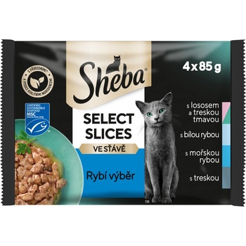SHEBA kapsička SELECTION rybí výběr ve šťávě 4 pack 340 g