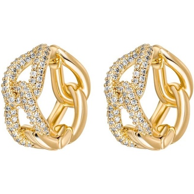 CrysTalp Masivní pozlacené náušnice s krystaly Luxury 42311.G