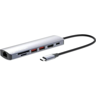 MANHATTAN Dokovací stanice USB-C 7v1, HDMI, USB-C PD 100W, 2xUSB-A 3.1, SD/microSD, RJ45 153966 Manhattan