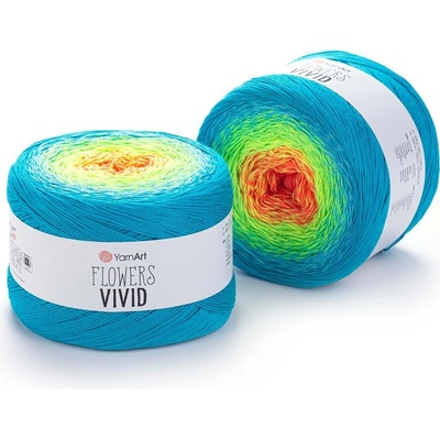 Yarn Art Flowers Vivid 509 neonově oranžová, žlutozelená, tyrkysová