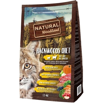 Image 1 of Natural Woodland Backwoods Diet Суха храна за котки с Иберийско свинско месо 1.5kg