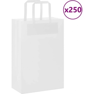 vidaXL Хартиени торбички 250 бр с дръжки бели 21x11x31 см (4101840)