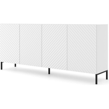 BIM Furniture Комод SURF 4D 200 cm, бял мат, черни крака (SURFCAB200WBLEGS)