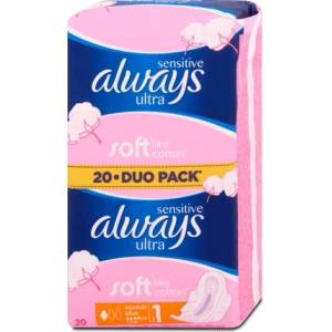 Always Дамски превръзки Sensitive normal plus, 20 бр (2011304)