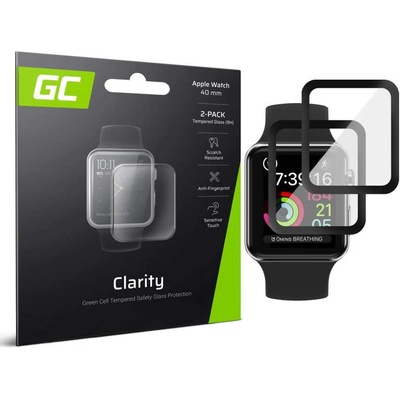 Green Cell Clarity Tempered Glass Protector - калено стъклено защитно покритие с извити ръбове за дисплея на Apple Watch 40мм (2 броя)