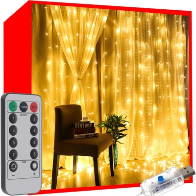 ISO 19750 Svetelný záves hviezdy 138 LED USB diaľkové ovládanie teplá biela