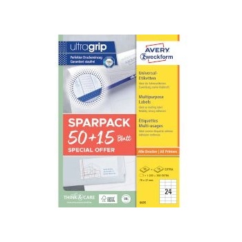 Image 1 of Avery Zweckform Етикети 70х37мм 50+15л 6605