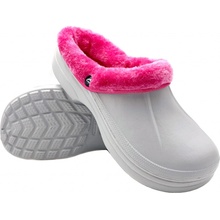 TexBase dámské clogsy plné s kožíškem světle šedá/růžová