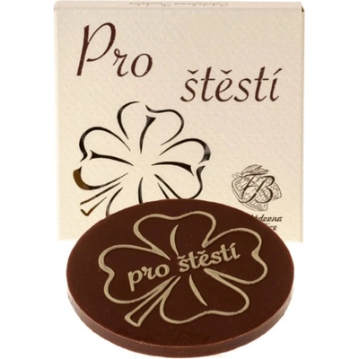 Čokoládovna Troubelice Čokoládový čtyřlístek "Pro štěstí" bílá 40% 18 g