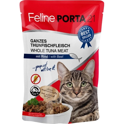 Feline Porta 21 kapsičky 6 x 100 g - Tuniak s hovädzím mäsom