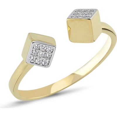 Lillian Vassago Zlatý prsten s otevřenou obroučkou a zirkony LLV66 GR104Y