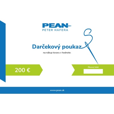 Darčekový poukaz Pean.sk na nákup tovaru v hodnote 200 €