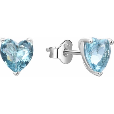 Olivie strieborné náušnice VEĽKÉ MODRÉ SRDCE 7432