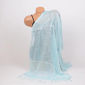 Image 1 of Дамски шал в светлосин цвят с ресни