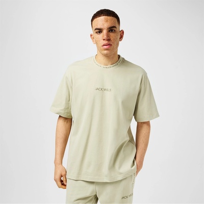 Jack Wills Мъжка тениска Jack Wills Jacquard T-Shirt Mens - Pistachio