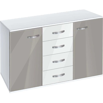 Image 1 of Bogdan Furniture G Скрин с чекмеджета и вратички Мебели Богдан, модел BM-Ava 1200, бял гланц и сиво