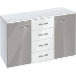 Bogdan Furniture G Скрин с чекмеджета и вратички Мебели Богдан, модел BM-Ava 1200, бял гланц и сиво