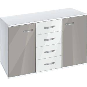 Bogdan Furniture G Скрин с чекмеджета и вратички Мебели Богдан, модел BM-Ava 1200, бял гланц и сиво