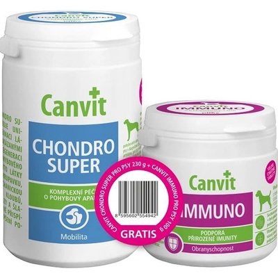 Canvit Chondro Super 230 g + Canvit Imunno pre psov 100 g