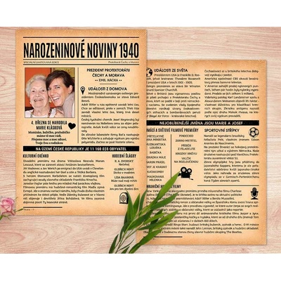 Narozeninové noviny 1940 – jednostranné až čtyřstranné
