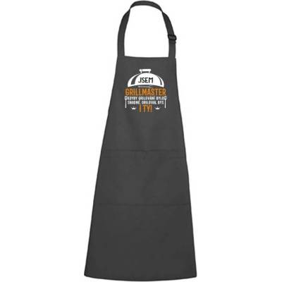 Dobrý Triko Zástěra s potiskem Jsem grillmaster Antracitová