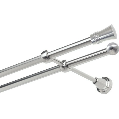 OK-GarnýžeCZ Garnýž kovová dvouřadá 19mm Capri nerez 150 cm do stěny / na tunýlek - bez kroužků