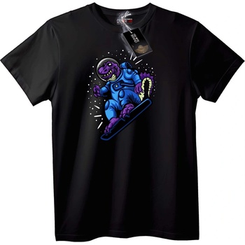 NOONEBRAND Тениска Космически Динозавър Сноуборд - 2XL, Black